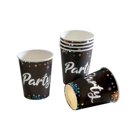 Papp-Becher Party, 0,2l, mit Hotfoildruck Party, 6 Stück/Pack