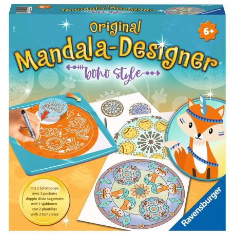 Ravensburger Mandala Designer Boho Style  20019, Zeichnen lernen für Kinder ab 6 Jahren, Zeichen-Set mit Mandala-Schab
