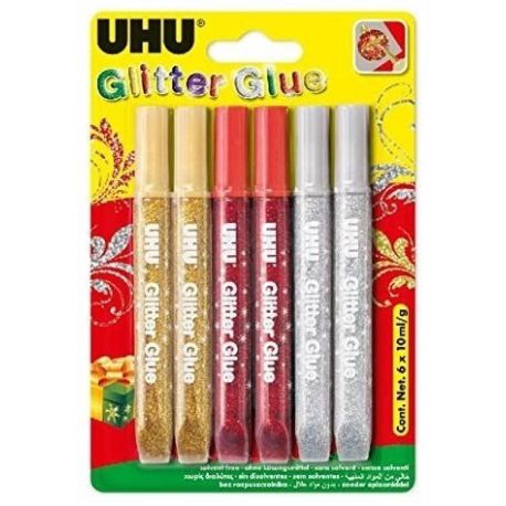 Uhu Glitter Glue, 6x10ml