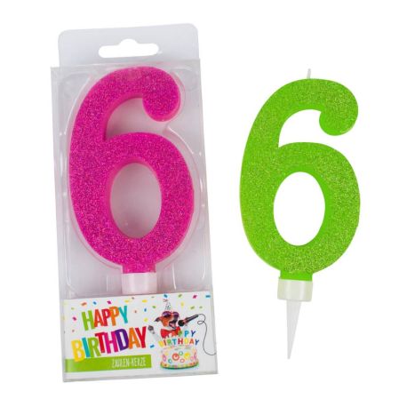 Glitter-Zahlenkerze 6