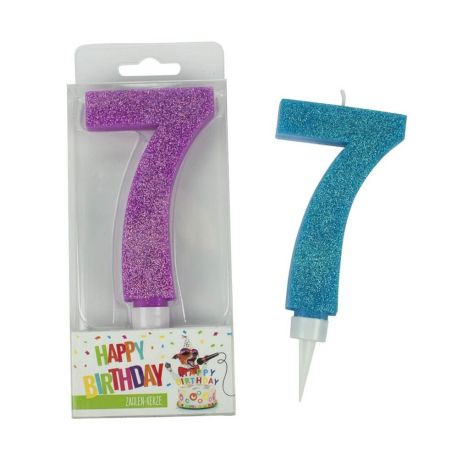 Glitter-Zahlenkerze 7