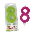 Glitter-Zahlenkerze 8