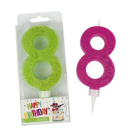 Glitter-Zahlenkerze 8