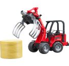 Bruder 02192 Schäffer Hoflader 2034 mit Ballengreifzange und 1 Rundballen