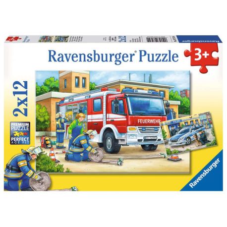 Ravensburger 7574 Puzzle Polizei und Feuerwehr 2 X 12 Teile