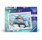 Ravensburger CreArt 28468 - Freundliche Delfine - Malen nach Zahlen Delfine für Kinder ab 7 Jahre