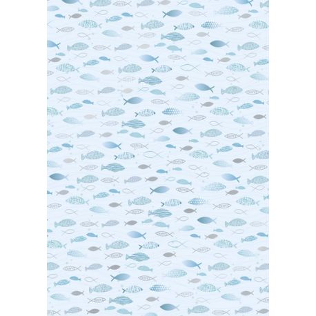 A4 Motivkart Fische hlblau