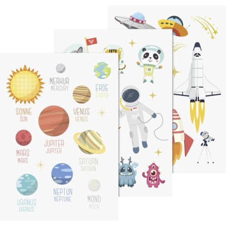 Fenster-Sticker Raumfahrt 3er