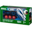 BRIO World - 33599 Akku Lok mit Mini USB - Wiederaufladbare Lokomotive - Batteriebetriebener Spielzeugzug für Kinder a