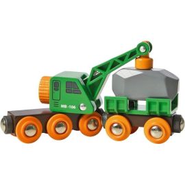 Grüner Kranwagen mit Anhänger