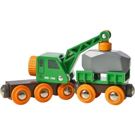 Grüner Kranwagen mit Anhänger