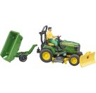 Bruder 62104 bworld John Deere Aufsitzrasenmäher mit Anhänger
