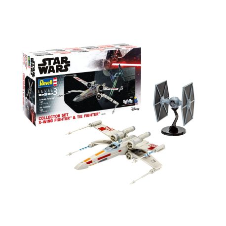 Collector Set  X-Wing Fighter + TIE Fighter, Revell Modellbausatz Star Wars mit Basiszubehör