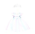 Puppen-Kleid Fee und Einhorn mit silberner Krone, Gr. 35-45 cm