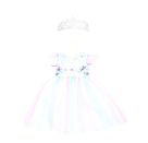 Puppen-Kleid Fee und Einhorn mit silberner Krone, Gr. 28-35 cm