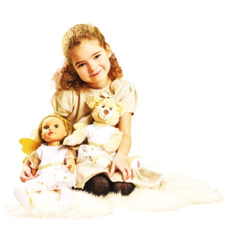 Puppen-Kleid Schutzengel mit Sternen-Haarband, Gr. 35-45 cm