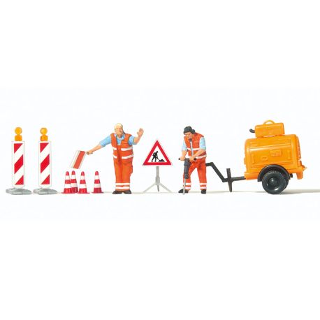 Preiser 10754 H0 Straßenbauarbeiter mit Kompre