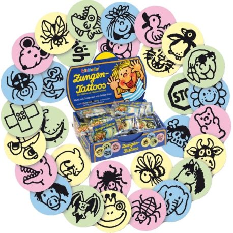 Zungentattoos, sortiert, ab 3 Jahren.