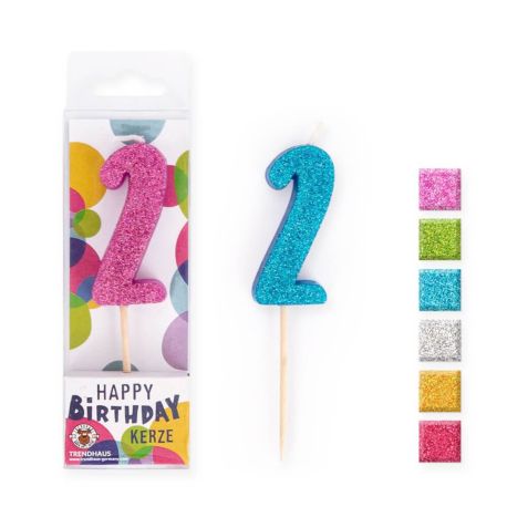 BIRTHDAY FUN Zahlen- und Sterne-Kerzen im 3er Set, sortiert (1 Stück)