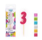 BIRTHDAY FUN Zahlenkerze Glitter Mini 2, sortiert (1 Stück)