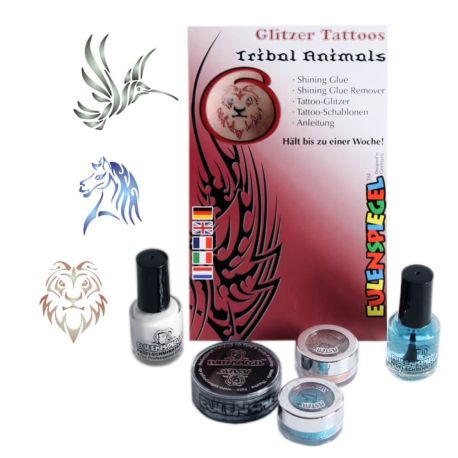 Glitzer Tattoo-Set Tribal Animals