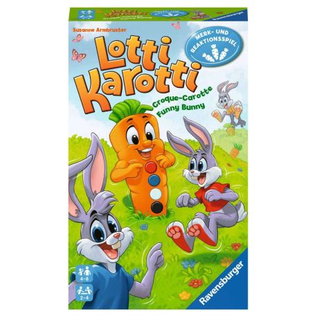Ravensburger 20961 - Lotti Karotti, Mitbringspiel für 2-4 Spieler, ab 4 Jahren, kompaktes Format, Reisespiel, Hasenspi