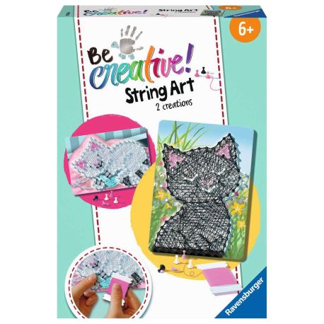 Ravensburger 18246 BeCreative String Art Katzen – Kreative Fadenbilder mit süßen Kätzchen, für Kinder ab 7 Jahren