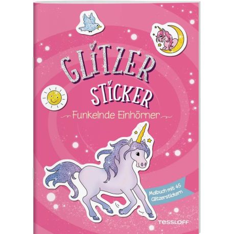 Glitzer-Sticker Malbuch. Funkelnde Einhörner