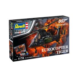 Geschenkset James Bond Eurocopter Tiger, Revell Modellbausatz mit Basiszubehör