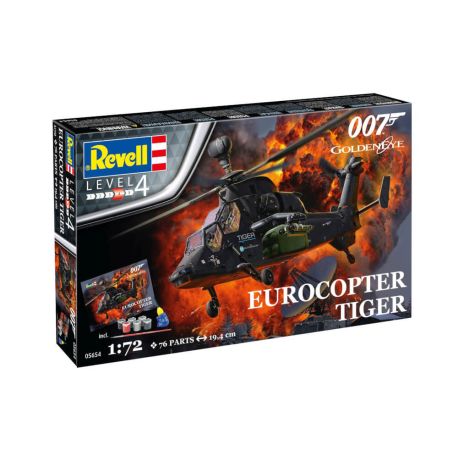 Geschenkset James Bond Eurocopter Tiger, Revell Modellbausatz mit Basiszubehör