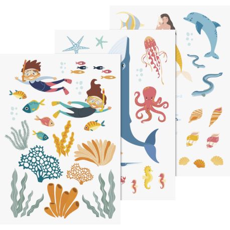 Fenster-Sticker Unterwasser 3er