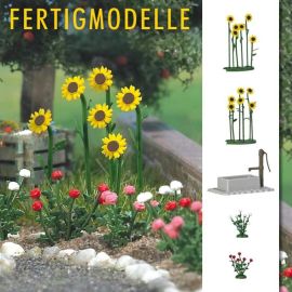 H0-Sonnenblumen und Rosen