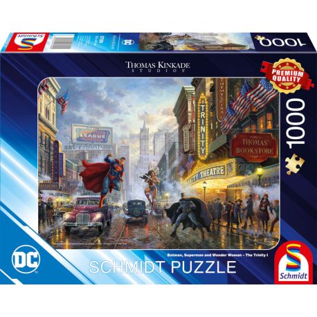 Puzzle 1000  Teile  Kinkade DC Ba Teile man, Superman and Wonder Woman