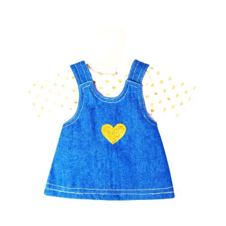 Puppen-Jeanskleid Goldstück mit T-Shirt, Gr. 28-35 cm