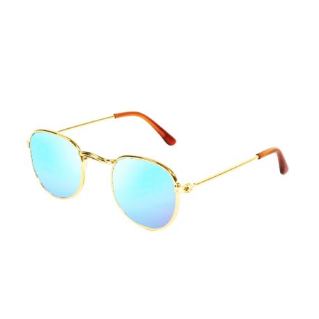 Puppen-Sonnenbrille, gold, blau verspiegelt