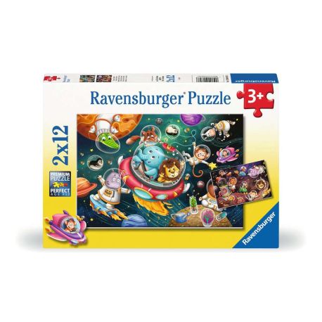 Ravensburger 12000857 Puzzle Tiere im Weltall 2 X 12 Teile
