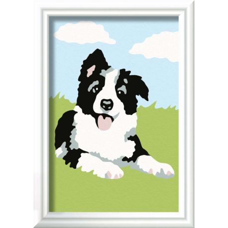 Ravensburger CreArt 23759 - Border Collie Welpe - Malen nach Zahlen Hund für Kinder ab 7 Jahre