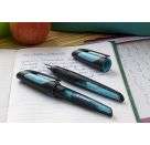 Schulfüller mit Anfänger-Feder A - STABILO EASYbuddy in schwarz/himmelblau - Schreibfarbe blau (löschbar) - Einzelstif