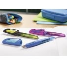 Schulfüller mit Anfänger-Feder A - STABILO EASYbuddy in schwarz/himmelblau - Schreibfarbe blau (löschbar) - Einzelstif