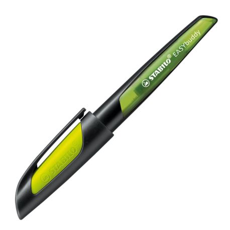 Schulfüller mit Anfänger-Feder A - STABILO EASYbuddy in schwarz/limette - Schreibfarbe blau (löschbar) - Einzelstift -
