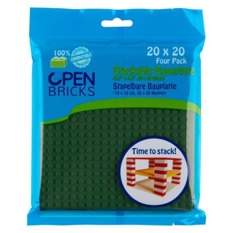 Open Bricks Baseplate 20x20 olive green, 4 Stück