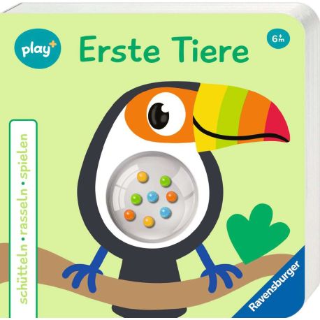Ravensburger Play+ schütteln, rasseln, spielen: Erste Tiere, Baby-Buch ab 6 Monate