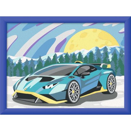 Ravensburger CreArt 23959 - Blauer Lamborghini - Malen nach Zahlen Auto für Kinder ab 9 Jahre