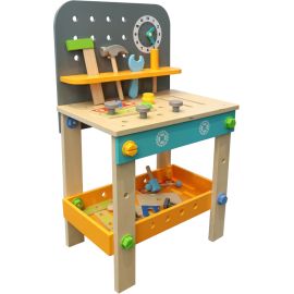 SpielMaus Holz Werkbank 40x26,5x65 cm, 44 Teile