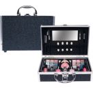 Casuelle Kosmetikkoffer mit blau schwarz glitzernen Oberfläche, 25 x 19 x 7,5 cm, Inhalt: 1 x Spiegel, 2 x Lippenstift