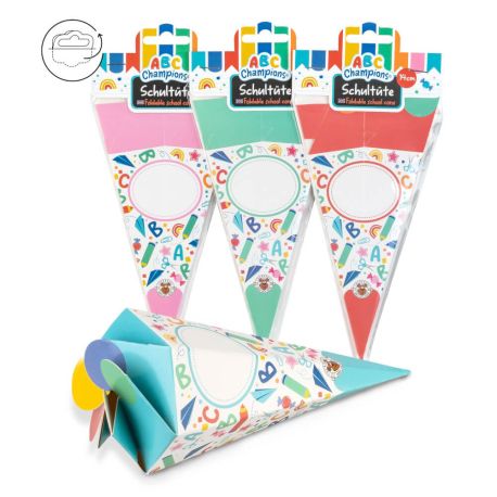 ABC CHAMPIONS Schultüten 14 cm faltbar, sortiert (1 Stück)