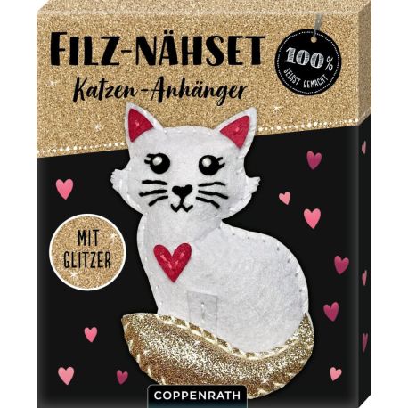 Filz-Nähset: Katzen-Anhänger (gold) - 100% selbst gemacht