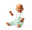 Puppen-Latzhose aus 100 % Bio-Baumwolle, salbeigrün, mit weißem T-Shirt, 2-teilig, Gr. 28-35 cm