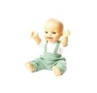 Puppen-Latzhose aus 100 % Bio-Baumwolle, salbeigrün, mit weißem T-Shirt, 2-teilig, Gr. 28-35 cm