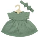 Puppenkleid aus 100 % Bio-Baumwolle mit Rüschen und Haarband, salbeigrün, 2-teilig, Gr. 35-45 cm